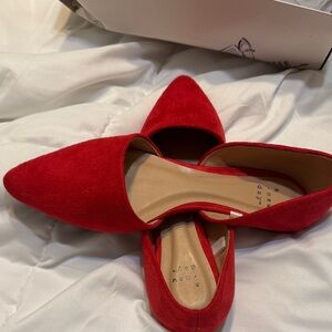 Women’s Red Pointed D'Orsay Flats - Sleek Slip-On Loafers
